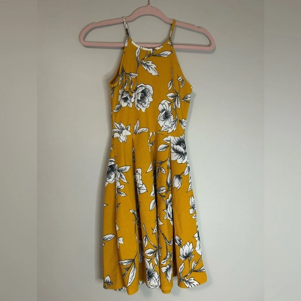 Soprano Yellow Floral Dress, Size XS